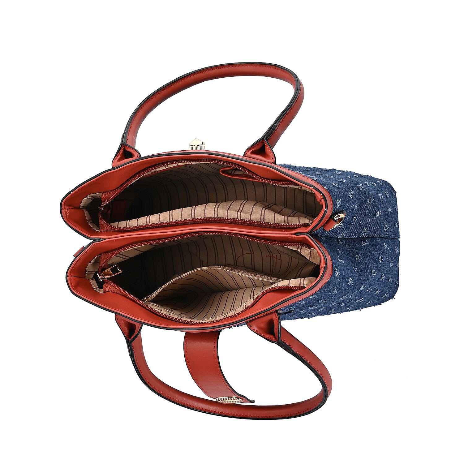 Dot Pattern Crossbody Bag With 2 Exterior Zipper Pockets - Handle Drop - Blue