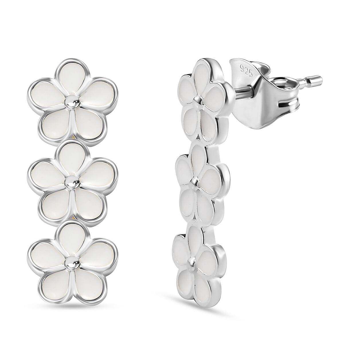 Sterling Silver Floral Dangle Earrings