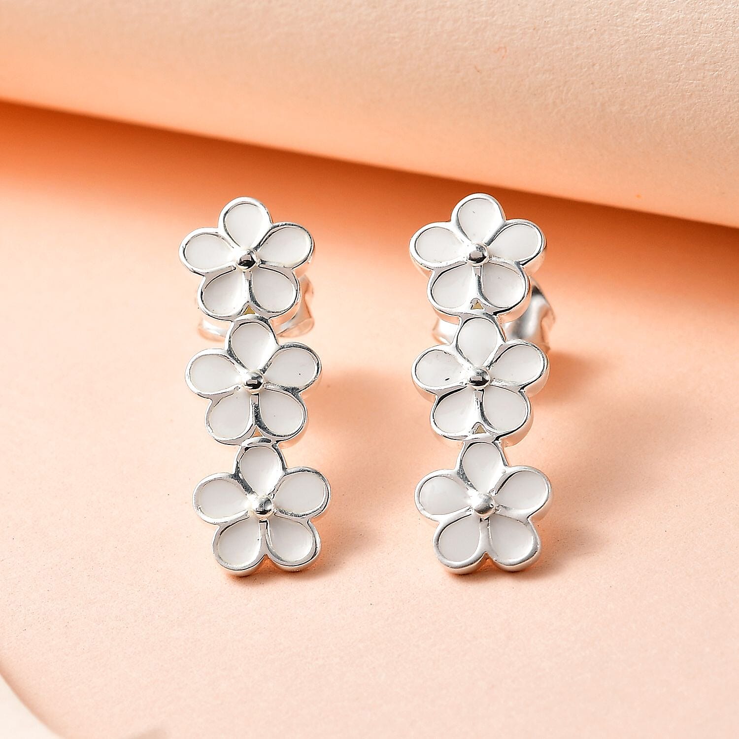 Sterling Silver Floral Dangle Earrings