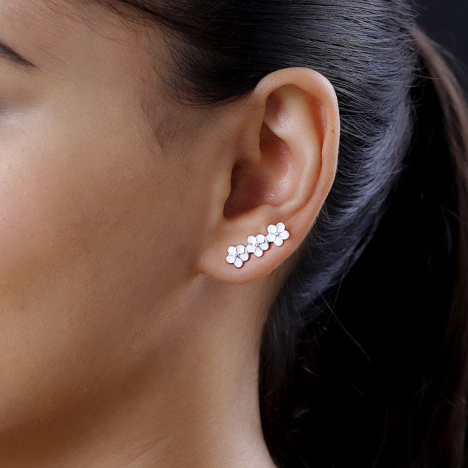 Sterling Silver Floral Dangle Earrings