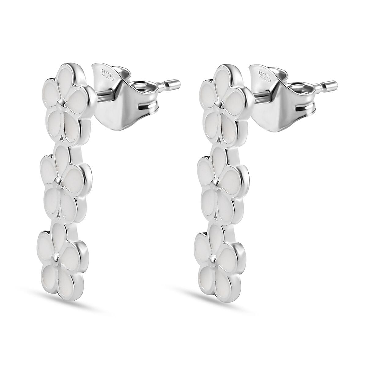 Sterling Silver Floral Dangle Earrings