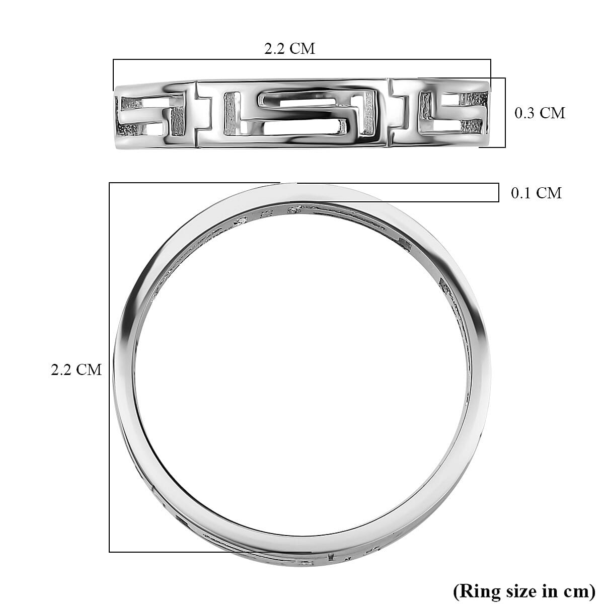 Platinum Overlay Sterling Silver Greek Key Band Ring