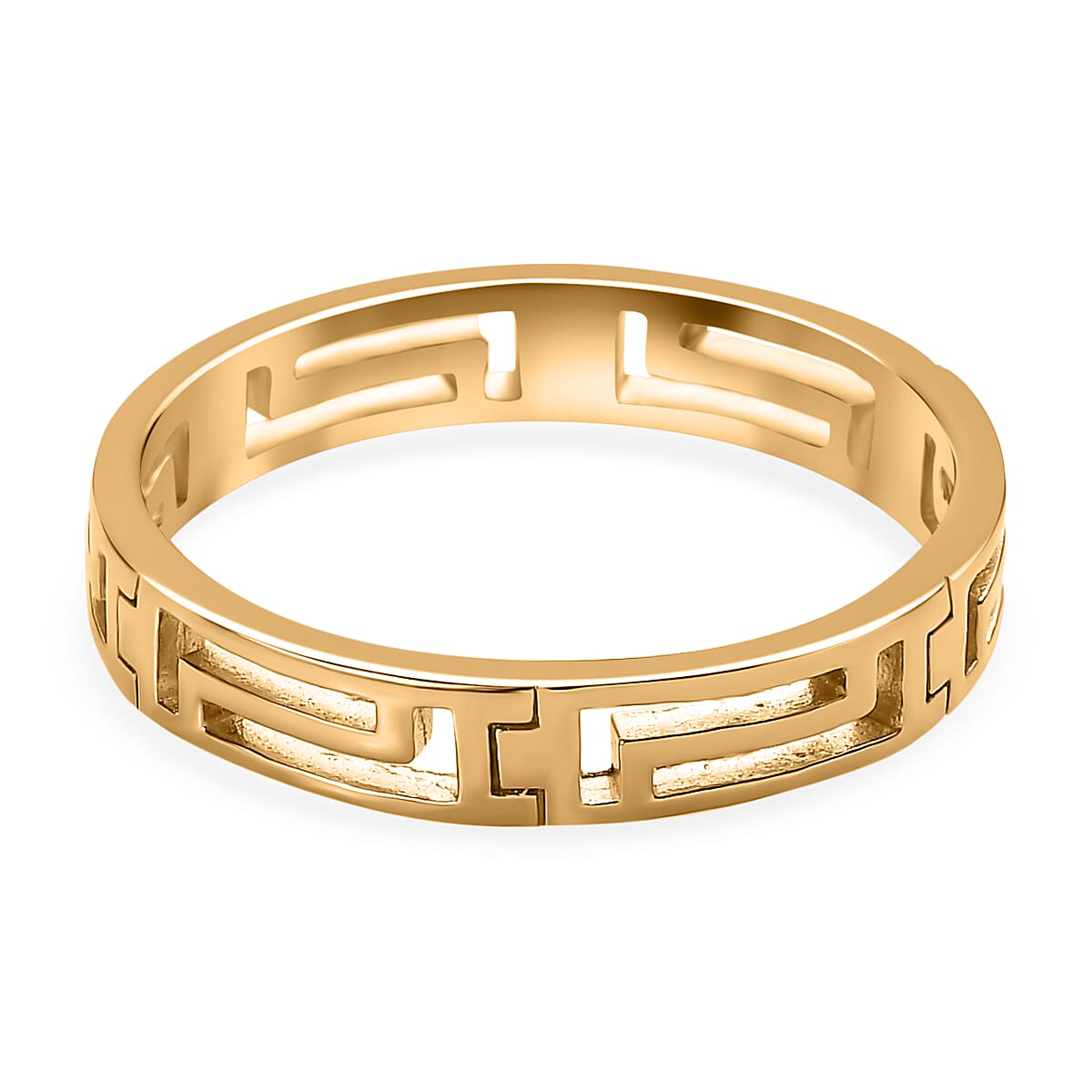 18K Yellow Gold Vermeil Plated Sterling Silver Greek Key Band Ring