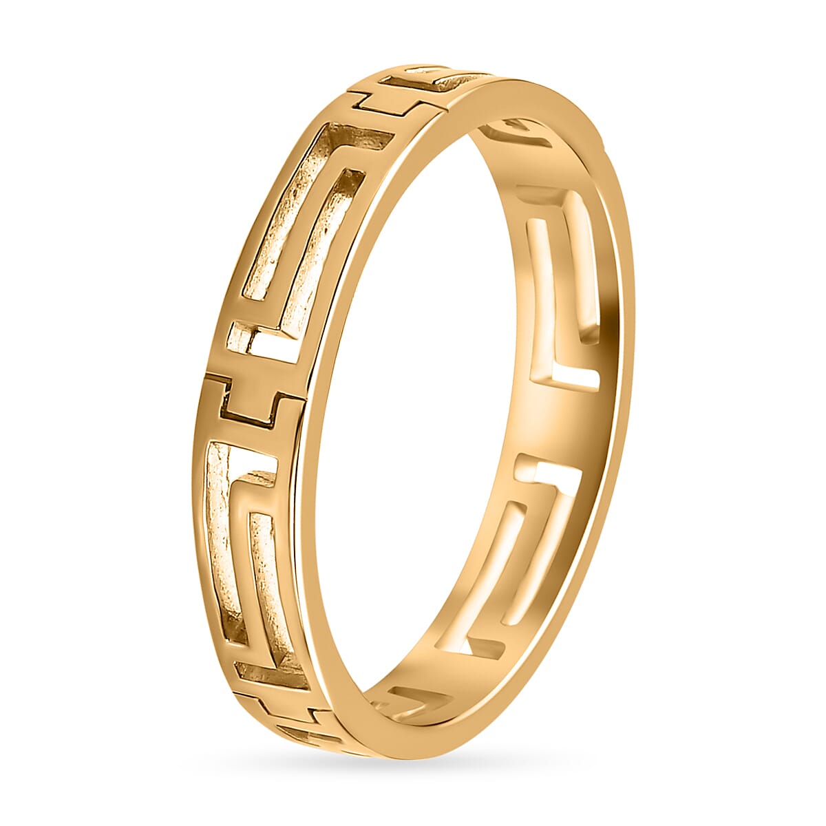 18K Yellow Gold Vermeil Plated Sterling Silver Greek Key Band Ring