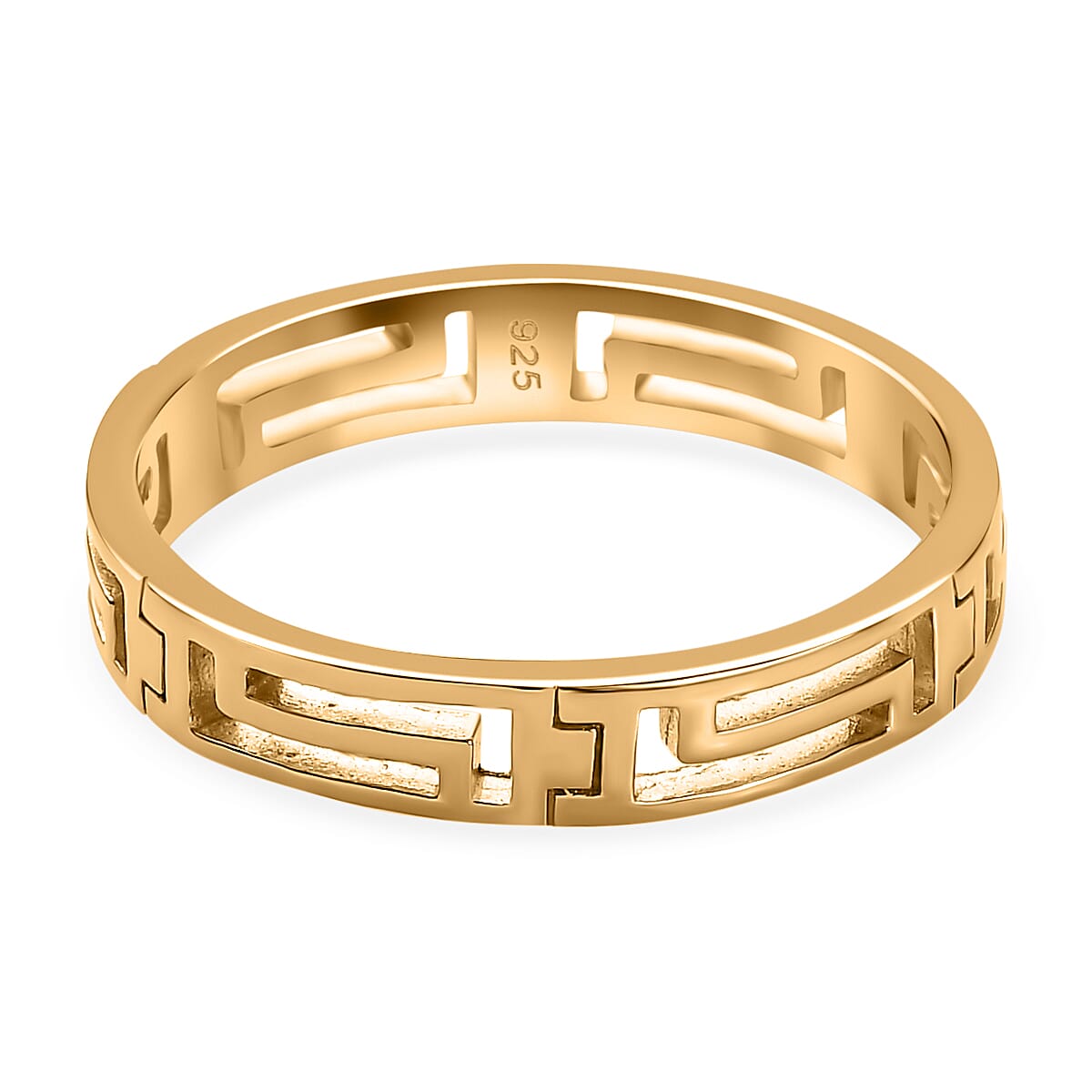 18K Yellow Gold Vermeil Plated Sterling Silver Greek Key Band Ring
