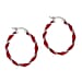 Red Enamel Large Twister Hoop Earrings in Sterling Silver Rhodium Plated 31mm