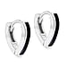 Black Enamel V Shape Huggie Hoop Earrings in Sterling Silver Rhodium Plated
