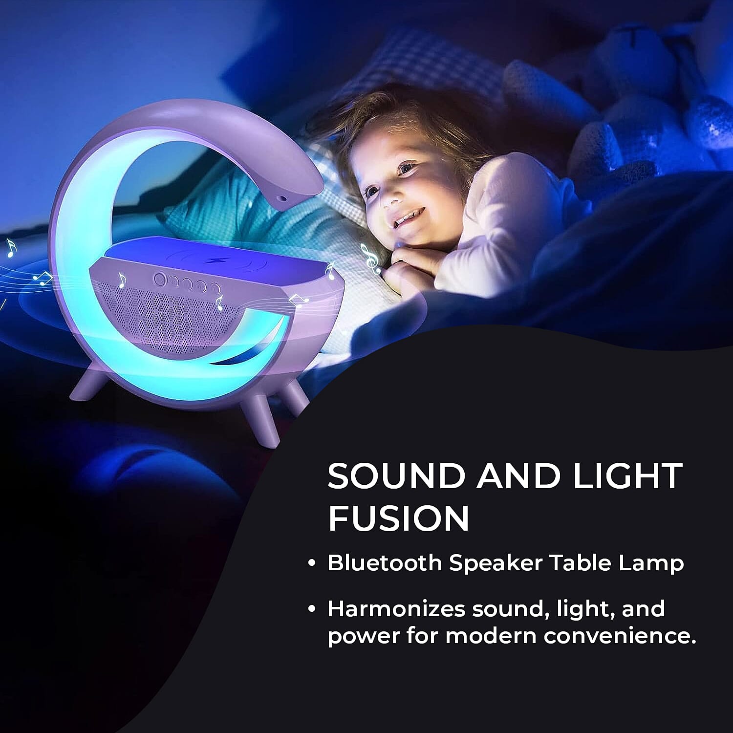 Bluetooth Speaker Table Lamp with 15W Wireless Fast Charging, Multi Light Modes - 1200 mAh Rechargeable Battery, (Output Power 5W)