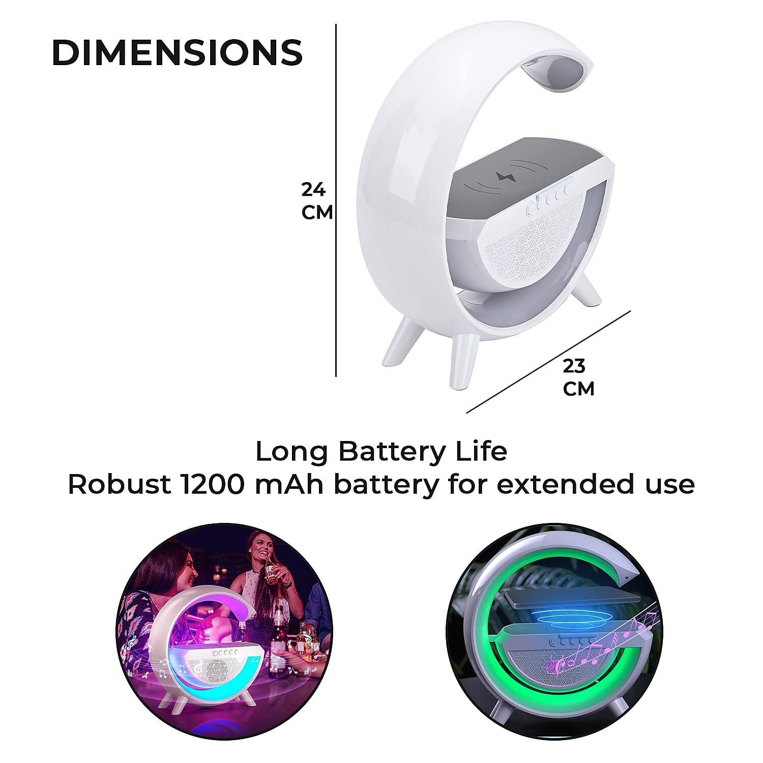 Bluetooth Speaker Table Lamp with 15W Wireless Fast Charging, Multi Light Modes - 1200 mAh Rechargeable Battery, (Output Power 5W)