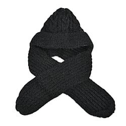 Double Layered 2 in 1 Knitted Hooded Scarf - Red