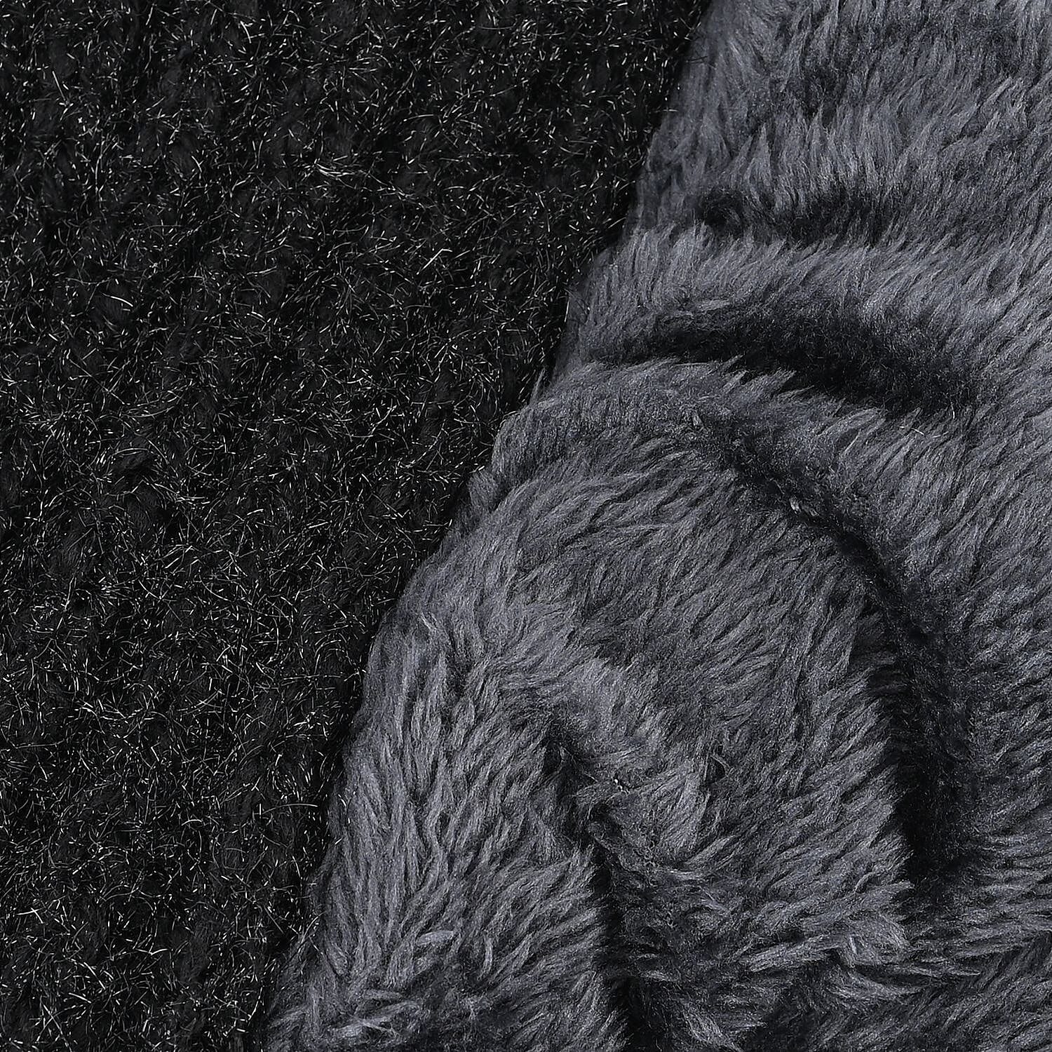 2 in 1 Knitted Hooded Scarf - Black