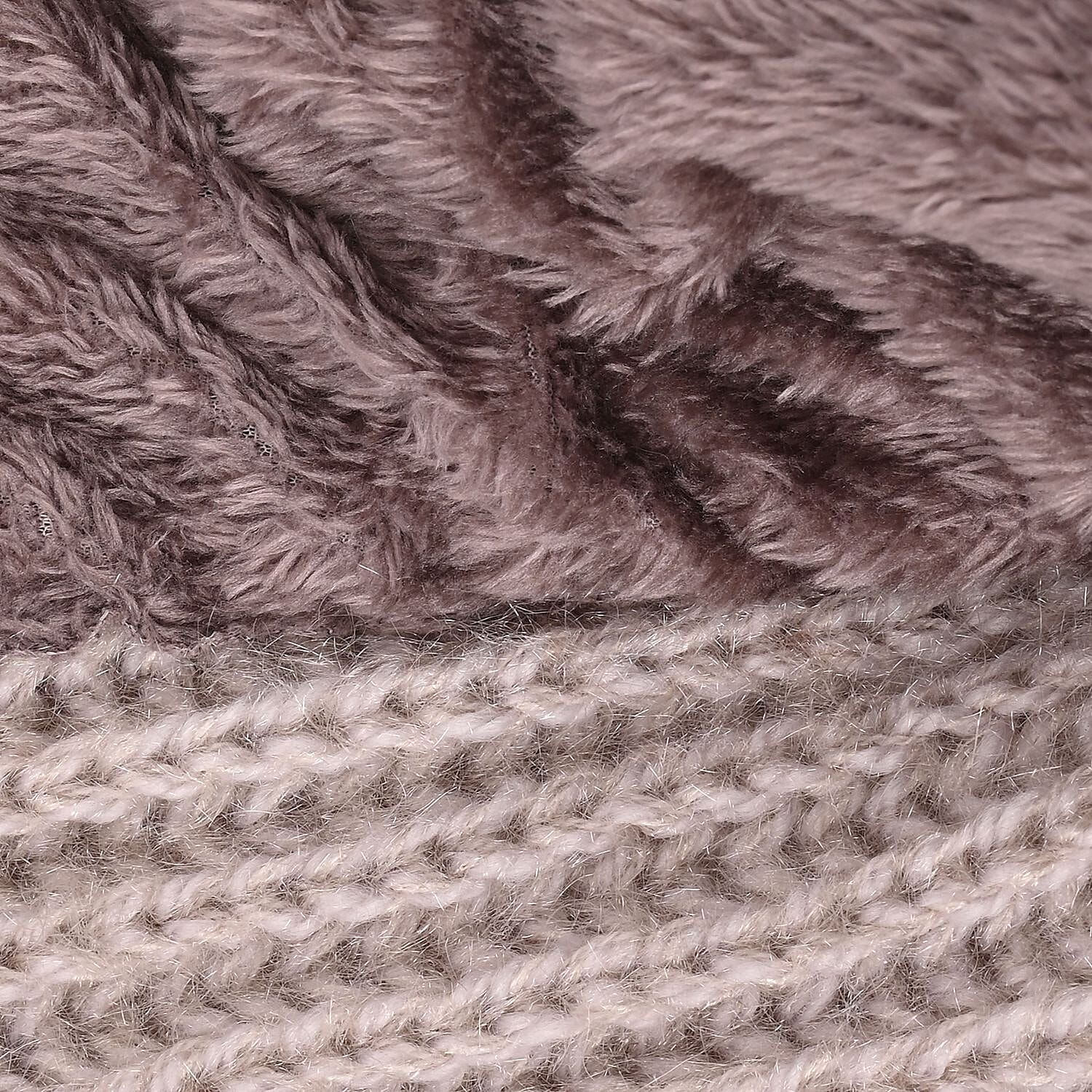 Double Layered 2 in 1 Knitted Hooded Scarf - Cream