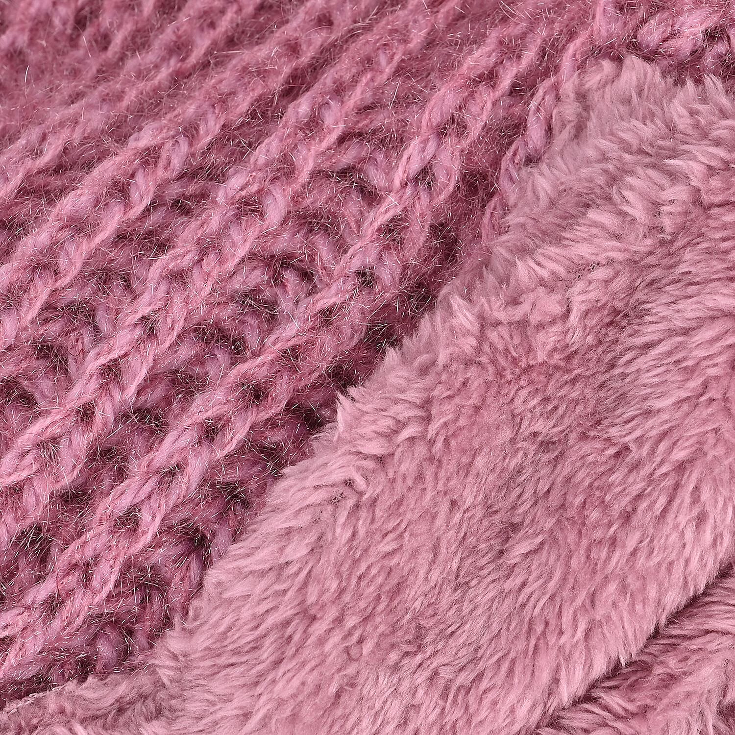 2 in 1 Knitted Hooded Scarf - Pink