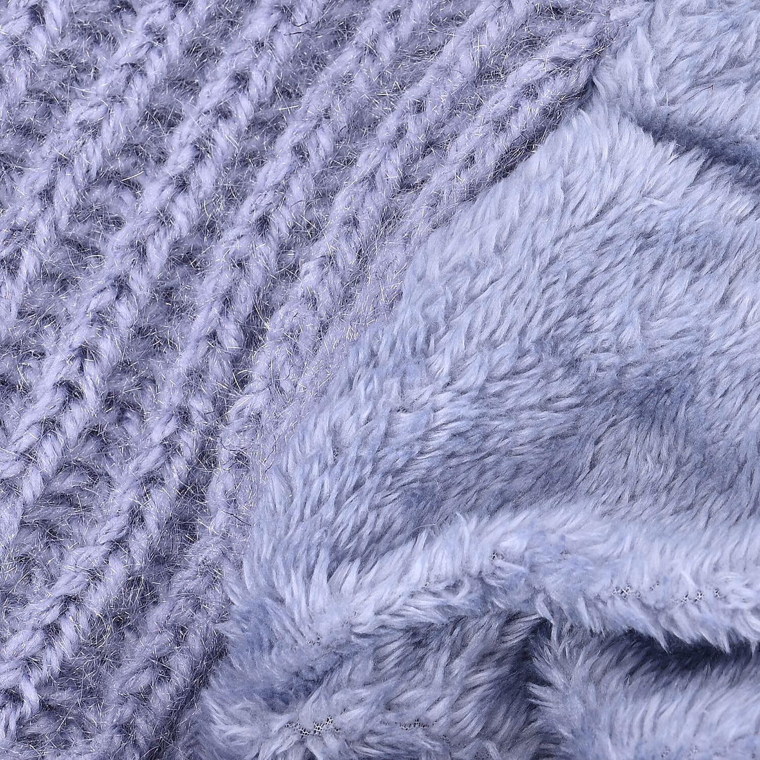 Double Layered 2 in 1 Knitted Hooded Scarf - Grey