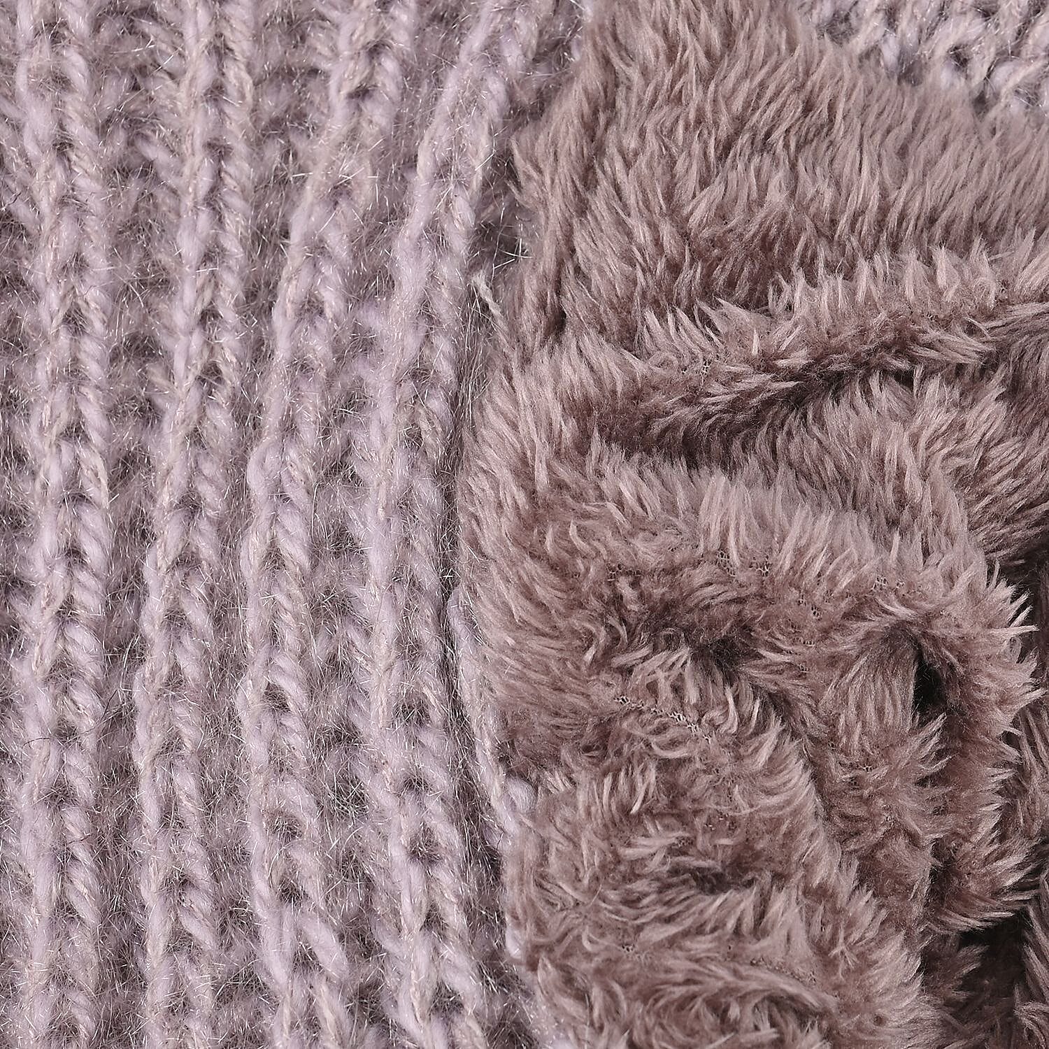 Double Layered 2 in 1 Knitted Hooded Scarf - Beige