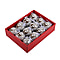Set of 12 Star & Deer Pattern Christmas Decoration Balls with Ribbon and Gift Box- White & Red