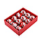 Set of 12 Santa Claus with Deer Pattern Christmas Decoration Balls with Ribbon and Gift Box- White & Red