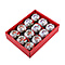 Set of 12 Star & Deer Pattern Christmas Decoration Balls with Ribbon and Gift Box- White & Red