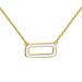Black Enamel Rectangle Frame Necklace in Sterling Silver Yellow Gold Plated