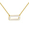 White Enamel Rectangle Frame Necklace in Sterling Silver Yellow Gold Plated