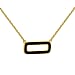 Black Enamel Rectangle Frame Necklace in Sterling Silver Yellow Gold Plated