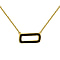 Black Enamel Rectangle Frame Necklace in Sterling Silver Yellow Gold Plated
