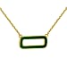 Black Enamel Rectangle Frame Necklace in Sterling Silver Yellow Gold Plated