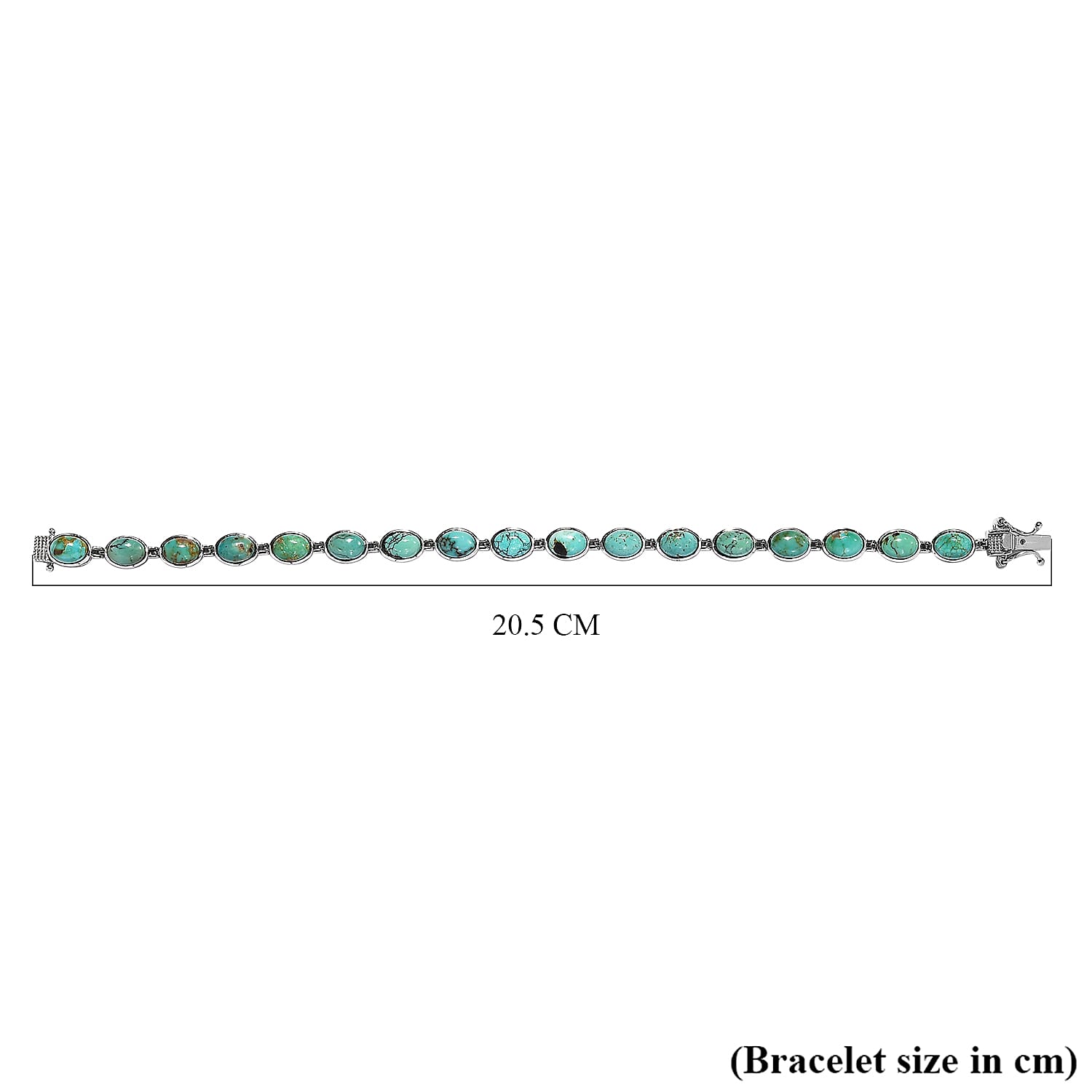 Sierra Nevada Turquoise Tennis Bracelet (Size - 7) in Platinum Overlay Sterling Silver 17.30 Ct, Silver Wt. 13.88 Gms.