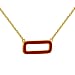 Black Enamel Rectangle Frame Necklace in Sterling Silver Yellow Gold Plated