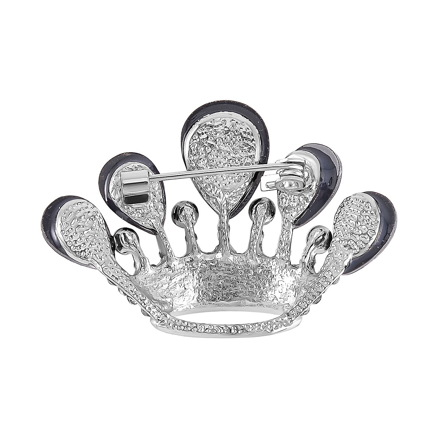 Abalone Shell & White Austrian Crystal Crown Brooch in Yellow Gold Tone