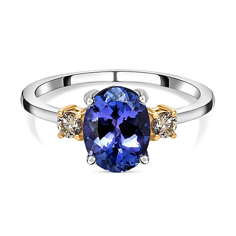 14K White & Yellow Gold Tanzanite Yellow Diamond Ring 2.33 Ct. 14K White & Yellow Gold Tanzanite Yellow Diamond Ring 2.33 Ct.