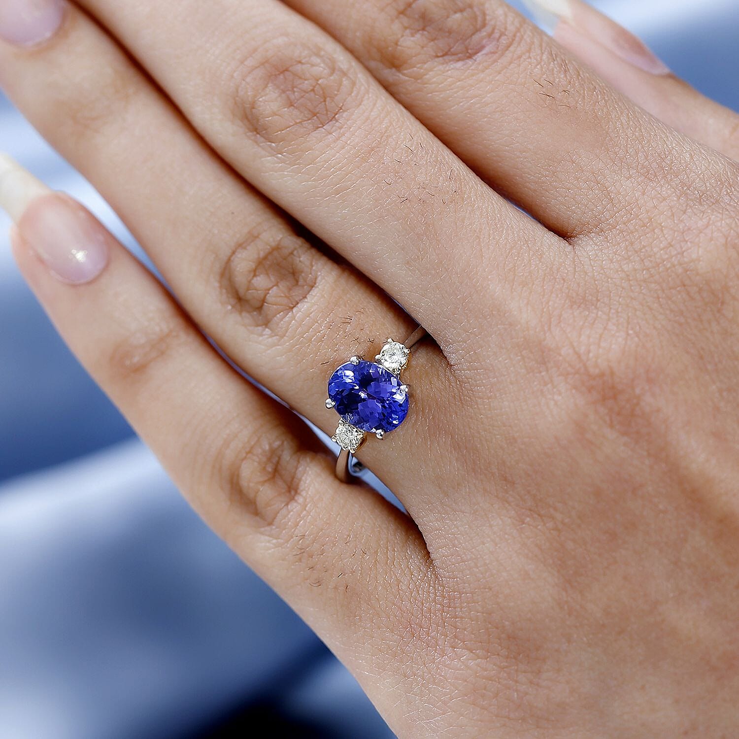 14K White & Yellow Gold AAA Tanzanite and  Yellow Diamond Ring 2.33 Ct.