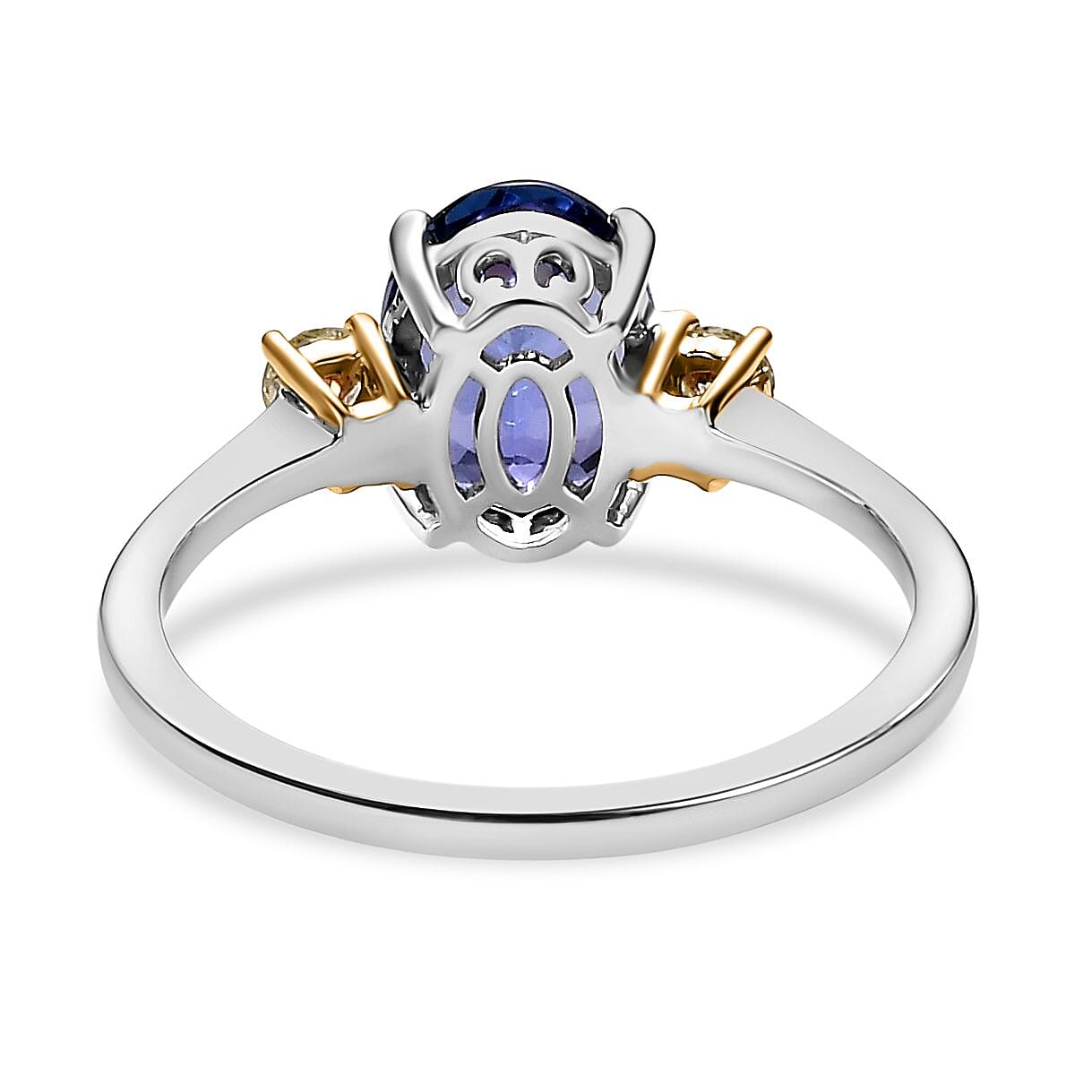 14K White & Yellow Gold AAA Tanzanite and  Yellow Diamond Ring 2.33 Ct.