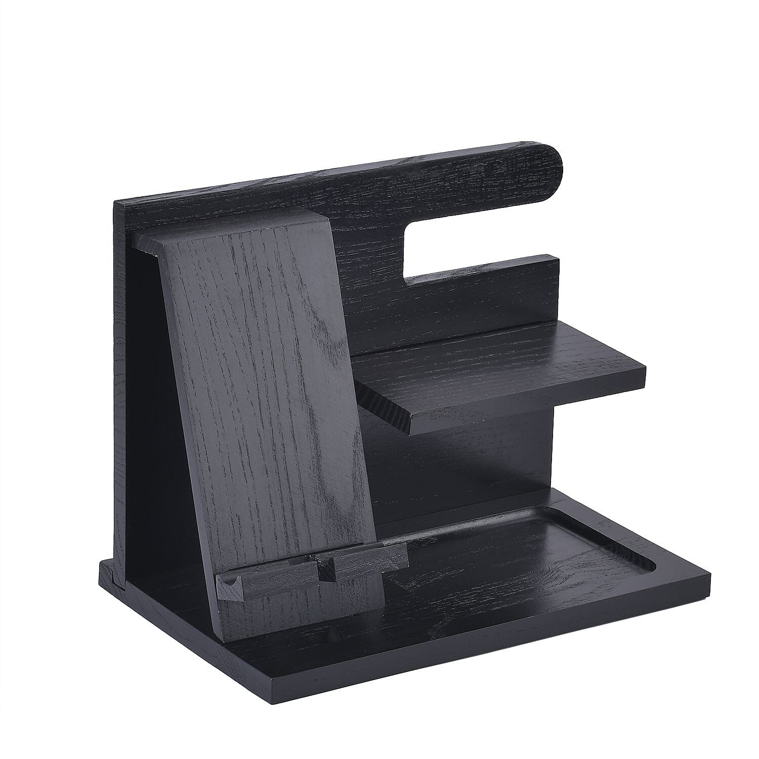 Patterned Organiser (Size 25x15x19 cm) - Black & Wood