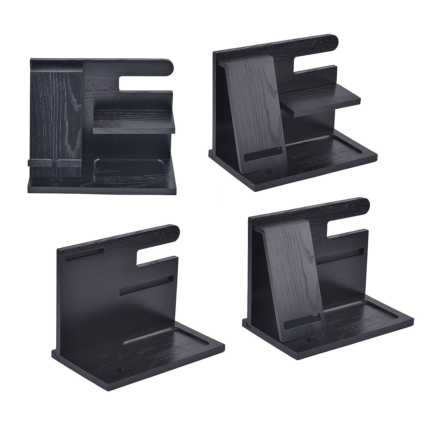 Patterned Organiser (Size 25x15x19 cm) - Black & Wood