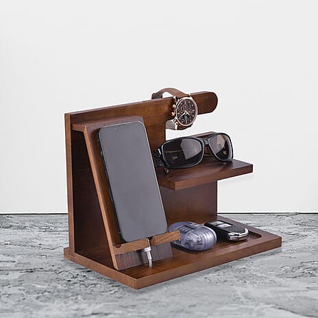 Patterned Organiser (Size 25x15x19 cm) - Dark Brown & Brown