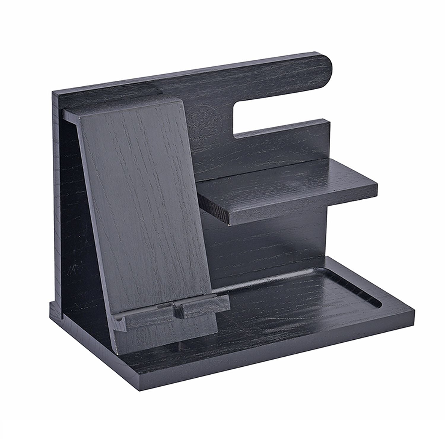 Wooden Phone Docking Station & Desk Organizer (25x15x19 cm) - Black