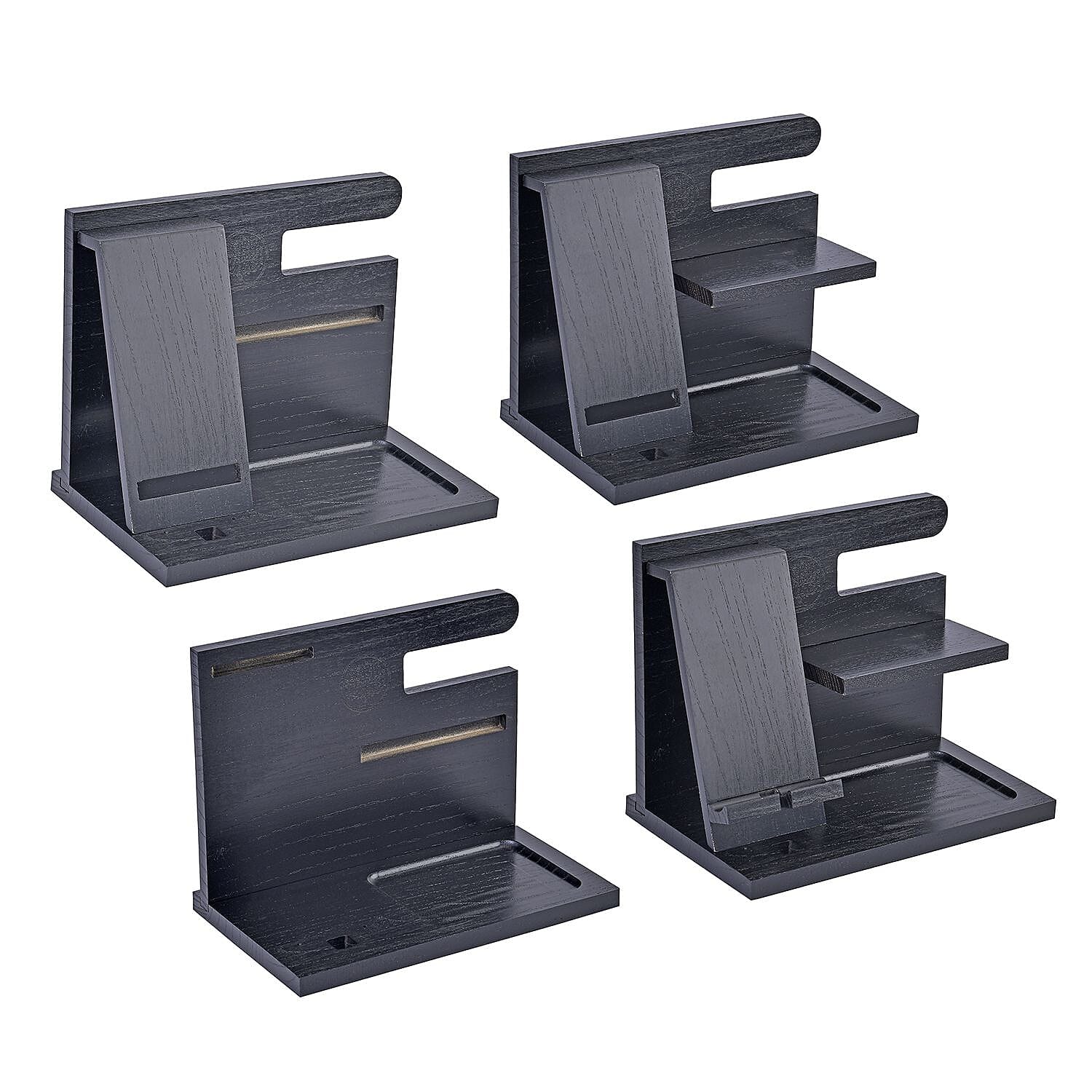 Wooden Phone Docking Station & Desk Organizer (25x15x19 cm) - Black