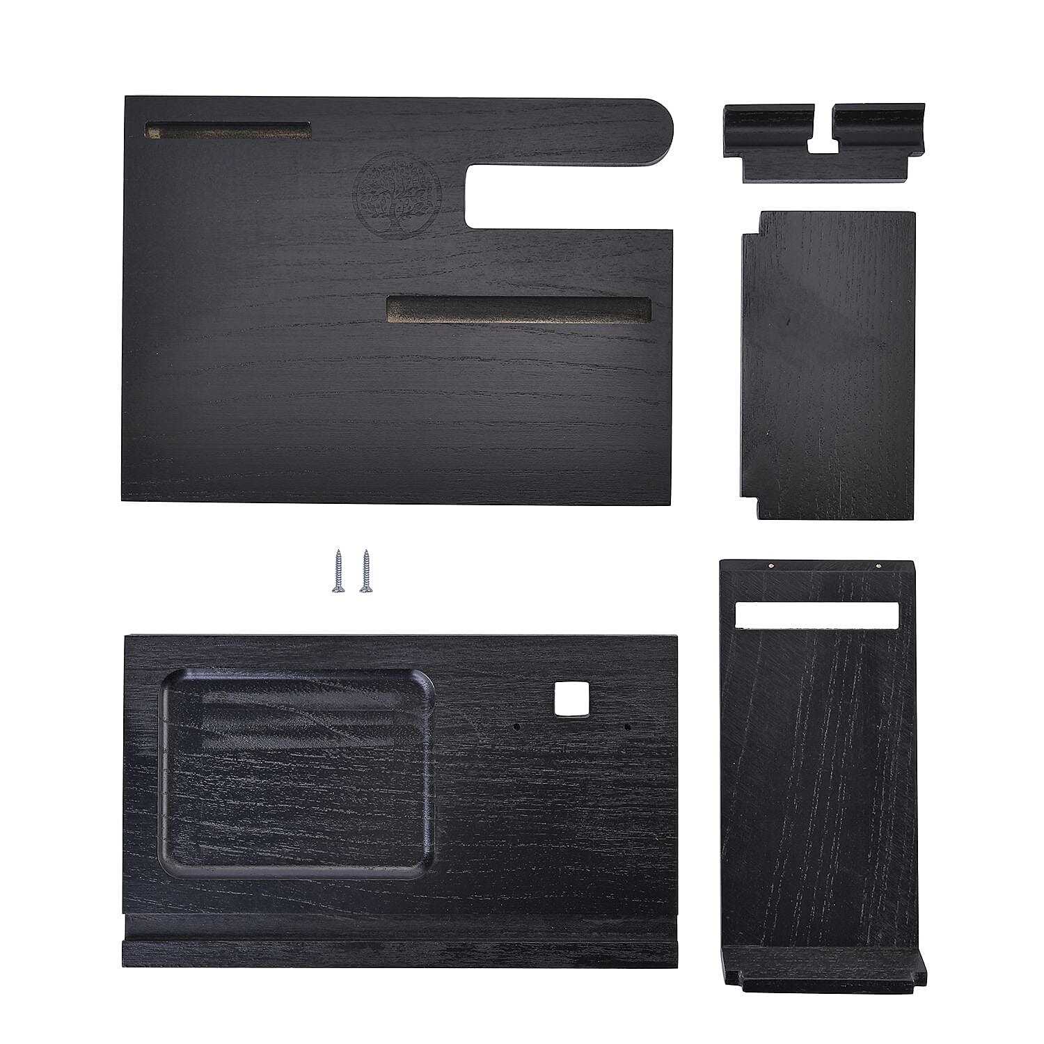 Wooden Phone Docking Station & Desk Organizer (25x15x19 cm) - Black