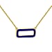 Black Enamel Rectangle Frame Necklace in Sterling Silver Yellow Gold Plated
