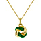 Green Enamel Knot Necklace in Sterling Silver Yellow Gold Plated