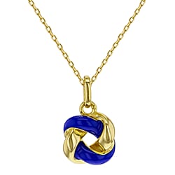 White Enamel Knot Necklace in Sterling Silver Yellow Gold Plated