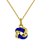 Black Enamel Knot Necklace in Sterling Silver Yellow Gold Plated