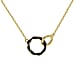 Black Enamel Double Ring Interlock Necklace in Sterling Silver Yellow Gold Plated