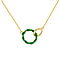 White Enamel Double Ring Interlock Necklace in Sterling Silver Yellow Gold Plated