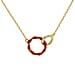 Black Enamel Double Ring Interlock Necklace in Sterling Silver Yellow Gold Plated