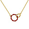 White Enamel Double Ring Interlock Necklace in Sterling Silver Yellow Gold Plated