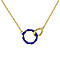 Green Enamel Double Ring Interlock Necklace in Sterling Silver Yellow Gold Plated