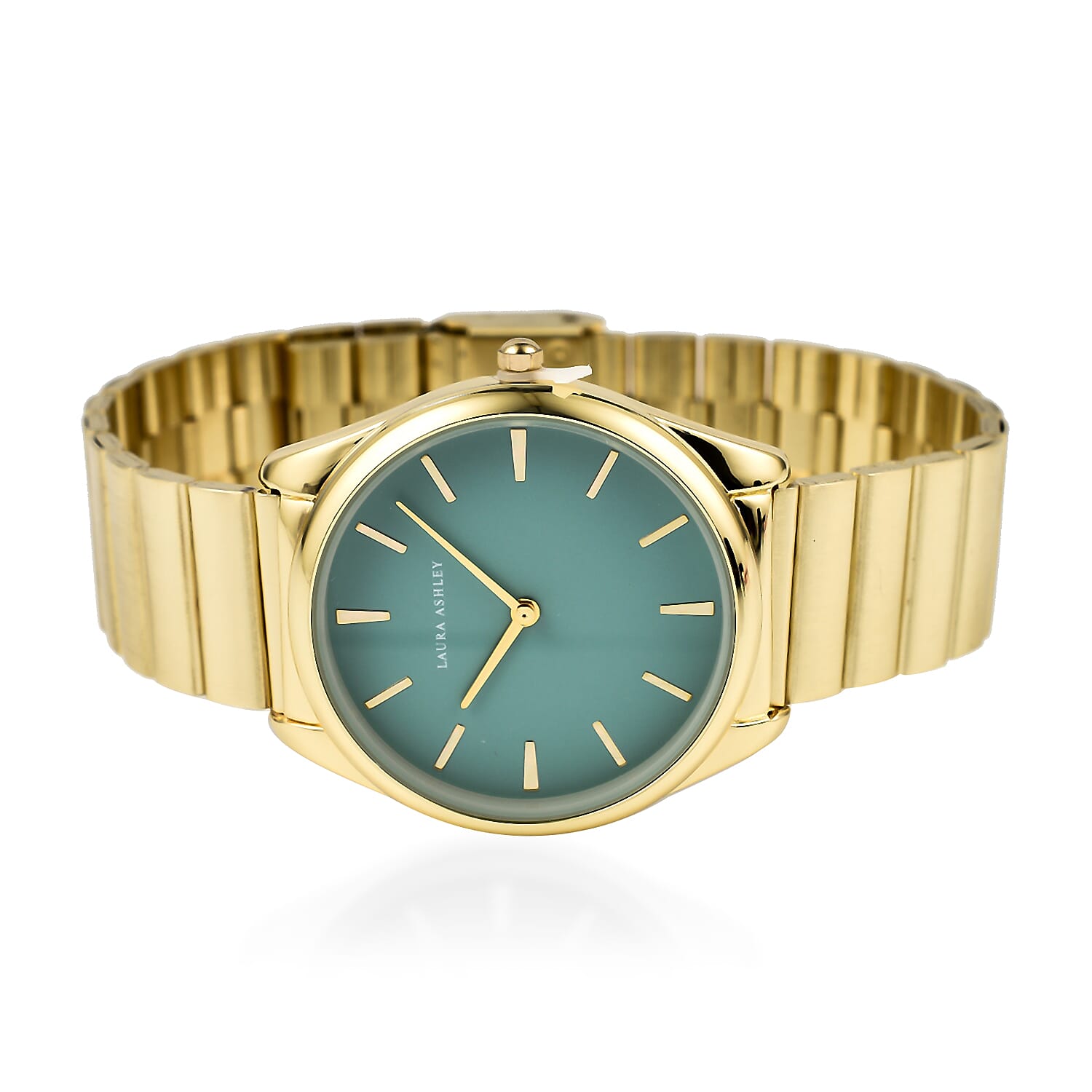 Laura Ashley Japanese Quartz Movement Womens Watch with Garden Green Dial and Glided Bracelet - Gold