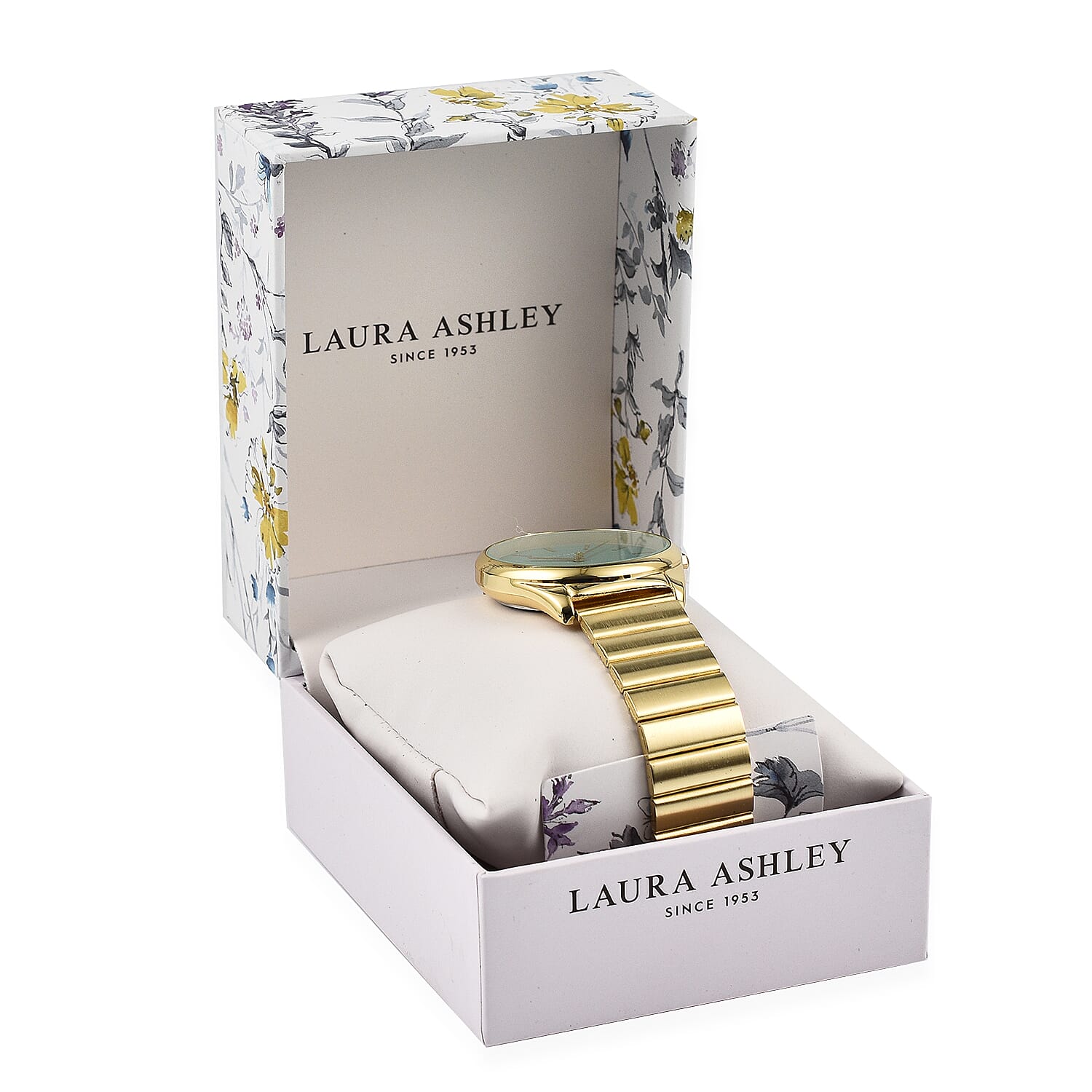 Laura Ashley Japanese Quartz Movement Womens Watch with Garden Green Dial and Glided Bracelet - Gold